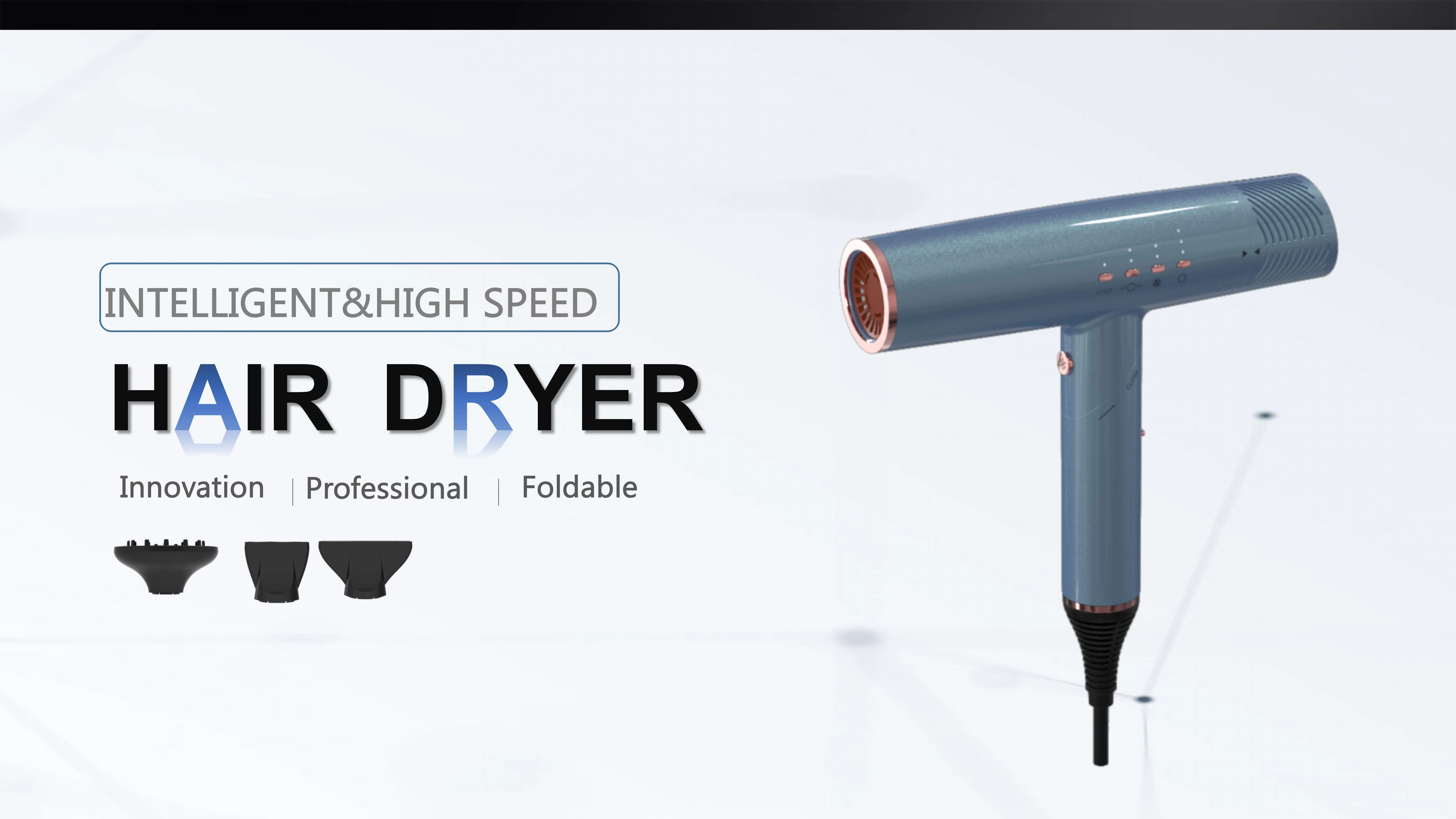 New Korea Japan hot selling  negative ion 120000rpm foldable one step 1300W professional hair dryer