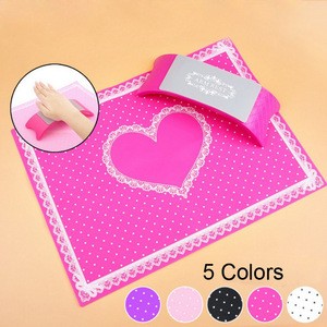 New nail art hand holder cushion ABS nail arm rest with silicone mat pad for nail tools with lace pattern