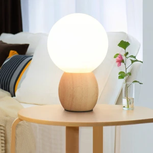 New Natural  Base Wood Bedroom Use Modern Table Lamp