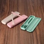 New Style Customized Biodegradable Wheat Straw Fork Chopsticks Spoon Dinnerware Dinner Set