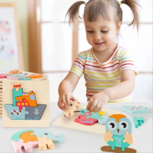 New Wholesale Educational 3D Game Toy Children Animal Transport Wooden Puzzle For Kids