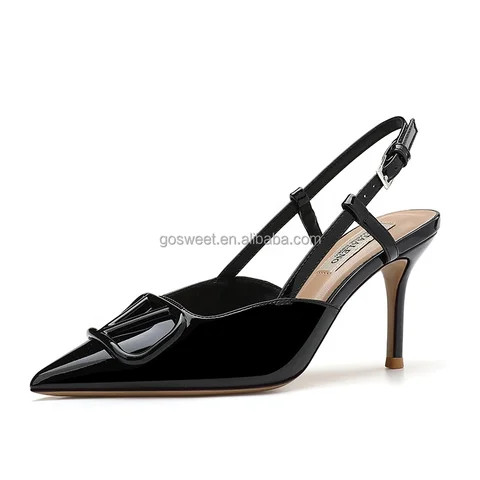 Buy New Womens Elegant Thin-heeled Pointy Nude Pink High-heeled Sandals