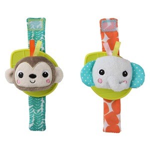 Newborn Baby Plush Monkey And Elephant Wrist Pals Toy Teether And Rattle