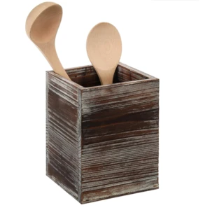 Nice decorative rustic design Vintage Wooden Utensil Organizer wood spoon box