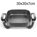 Nonstick Electric Skillet Square Aluminum Stamping Fry Pan With  Adjustable Temperature Control  Class Lid With Steam Vent  Heat