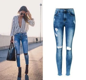 NS0159 ladies summer slim jeans sexy ripped jeans tassel jeans pants