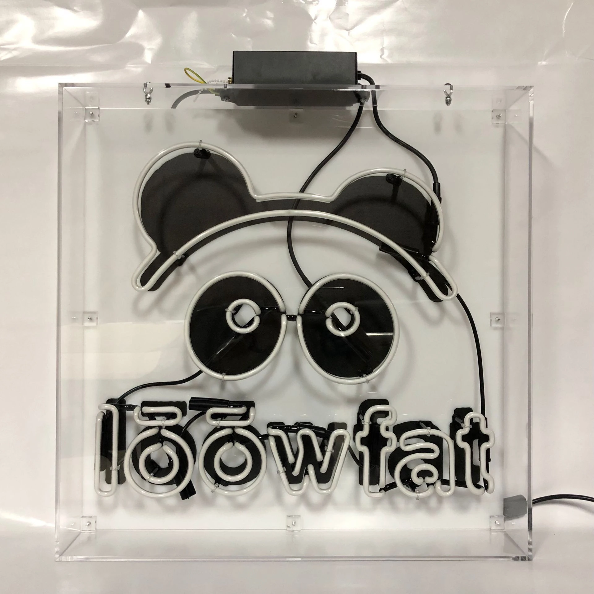 OEM custom neon sign glass neon light printing logo in clear acrylic box china suppliers E