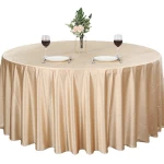 OEM ODM Custom Wholesale Silk Feeling High Quality Solid Color Waterproof Round Tablecloth