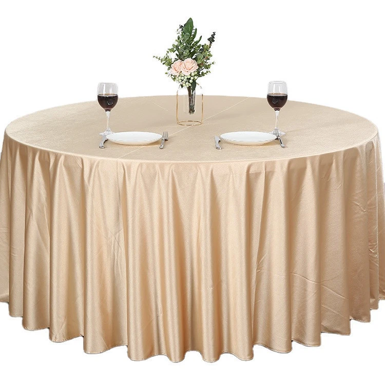 OEM ODM Custom Wholesale Silk Feeling High Quality Solid Color Waterproof Round Tablecloth
