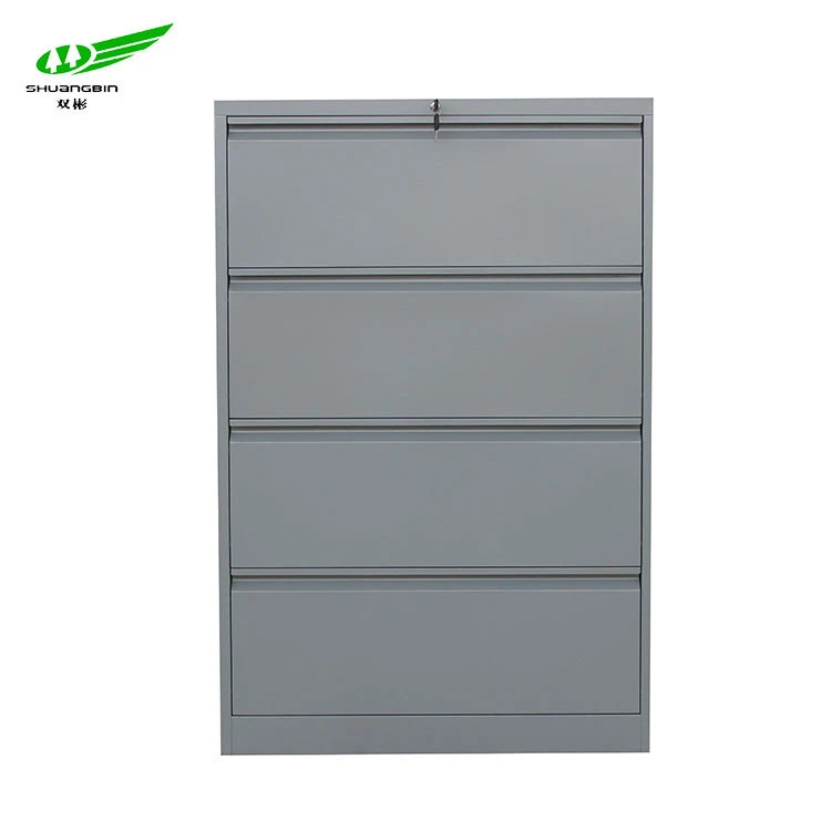 Office vertical steel furniture metal 4 drawer gooseneck handle wide card box mobile pedestal  lateral file cabinet