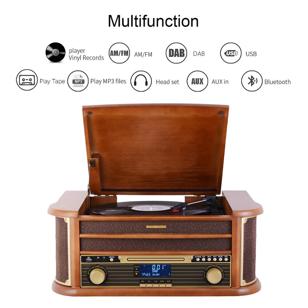 Old fashion disc player vinyl record with recording function
