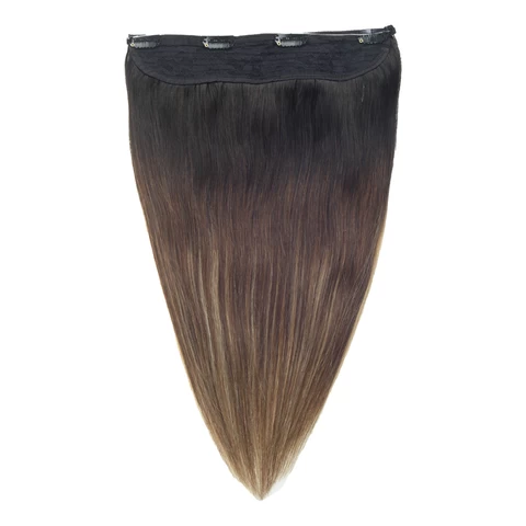 Ombre Balayage Halo Hair Extensions One Piece Clip in Human Hair Natural Hair Piece Machine Weft Extensions