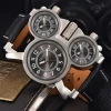 Oulm 1167 Creative Mens Watches Top Brand Luxury Military Quartz Watch Unique 3 Small Dials Leather Strap Male Wristwatch