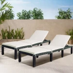 Patio Furniture Outdoor Adjustable PE Rattan Wicker Chaise Lounge Chair Sunbed