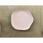 Pink Gold Foiled Stoneware Faux Glitter Circle Porcelain Plate