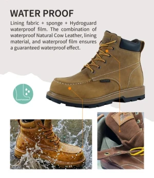 PINNIP Lumber Protective Boots Impact and Electroshock Resistance Mens Fashion Safety Boots