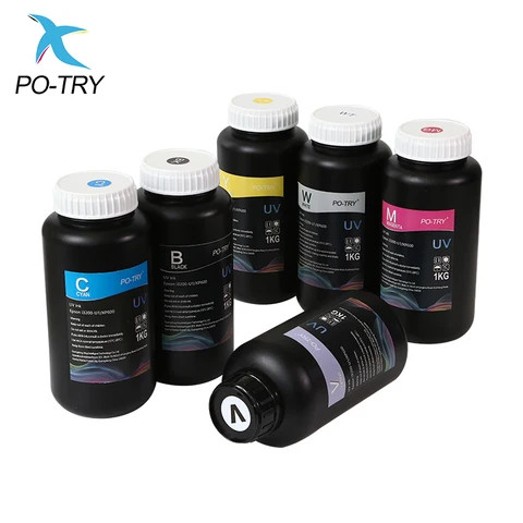 PO-TRY Factory Price 1 Liter High Fluency Good Adhesion Quick Drying UV Flatbed Printer UV Ink