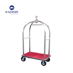 Polished finish stainless steel construction concierge birdcage trolley luggage cart,luggage cart trolley hotel