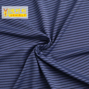 polyester spandex blend yarn dyed stripe jersey knit fabric