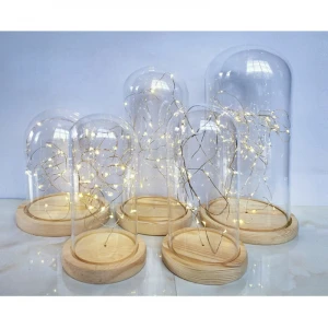 Popular Product String Lights Led Glass Bell Jars Glass Dome with  Base