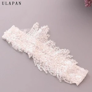 popular  Sequins  wedding accessories bridal white garters set for party