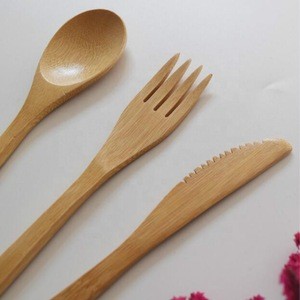 Portable bamboo Travel cutlery Set 3pcs wooden spoon,fork,knife for eco-friendly  Kitchen Utensils