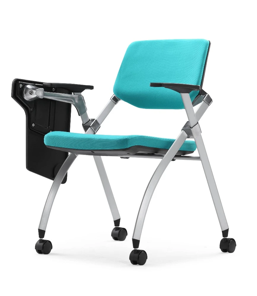 Portable classroom study chair conference chairs with arm and writing table pad