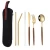 Import Portable Reusable Travel Cutlery Set Gold Stainless Steel With Case from China