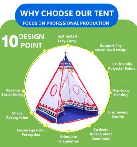 Portable Toy Tee pee Tent Kids Play  Happy Hut Indian Play Tent Children Indoor Outdoor Playhouse Tent