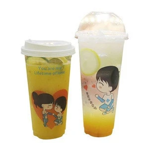 PP PET Boba Cup Plastic Bubble Tea Cup Disposable Plastic Cups For Cold Drinks