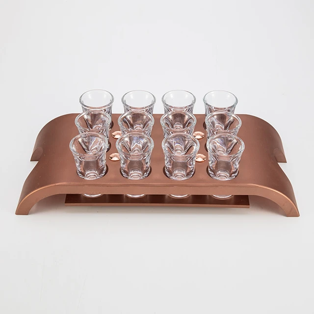 Premium Acrylic Glass/Shot Glass Serving Tray Shot Glass Holder Rose Gold Color