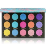 Private Label Vibrant 15 Shades High Pigment Eye Makeup Palette Flamingo Antilles Eyeshadow Palette