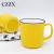 Import Promotion 12 OZ vintage style water milk tea ceramic porcelain black rim yellow mug cup with handle from China