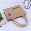 Promotional custom linen shopping bag rope handles jute tote wine bag