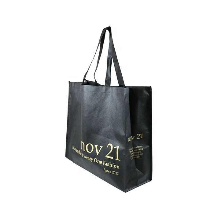 Promotional Reusable Black pp Non Woven Grocery Shopping Tote Bag Custom LOGO Wholesale Price