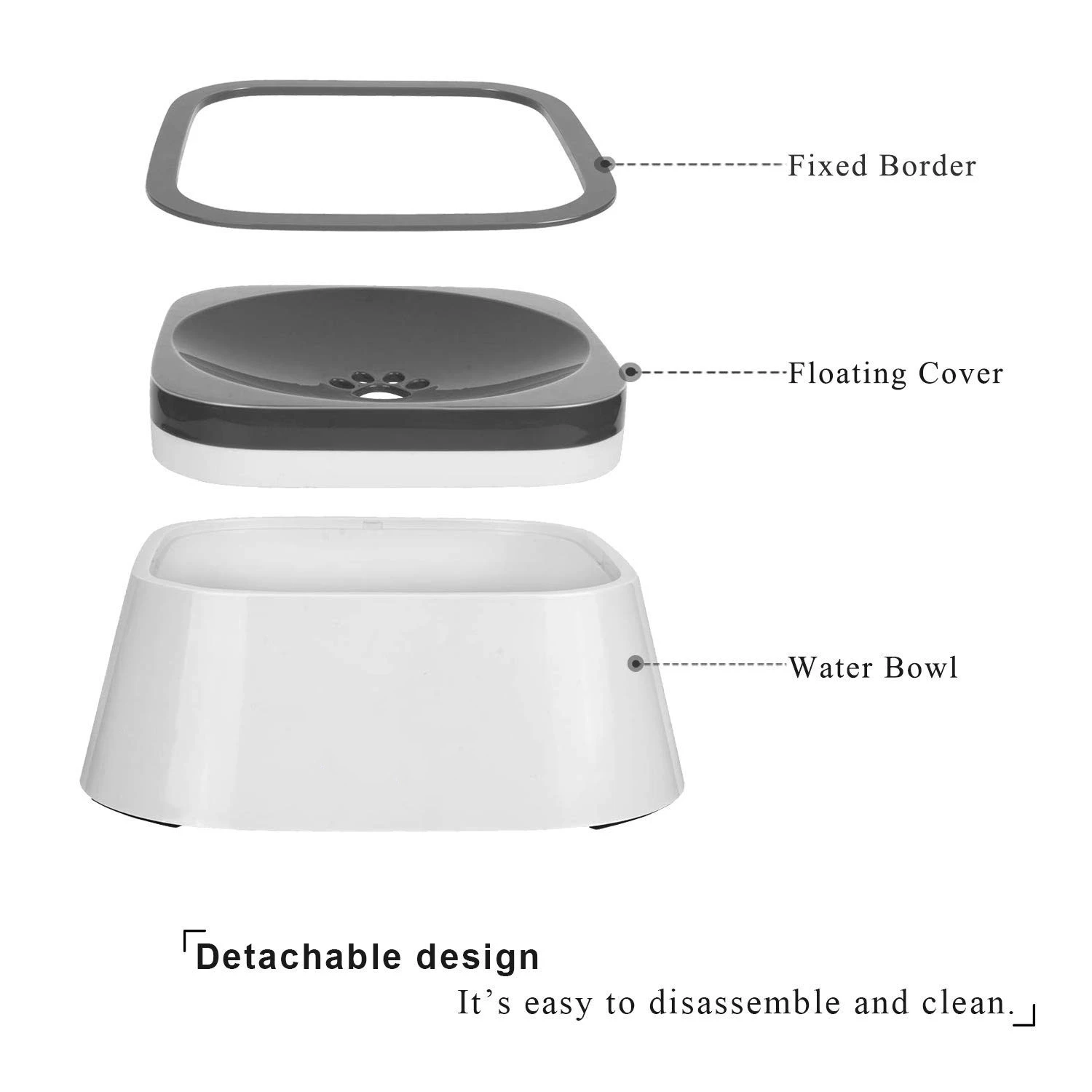 Quiki Dog Water Bowl Portable Vehicle Carried Floating Bowl Water Bowl Slow Water Feeder Dispenser Anti-Overflow Pet Fountain