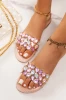 Ready To Ship Summer Hot Sale Women Flat Sandals Shining Colorful Diamond Luxury Slippers Outdoor Lady Slides