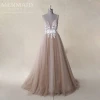 Real long sexy back open lace evening dress