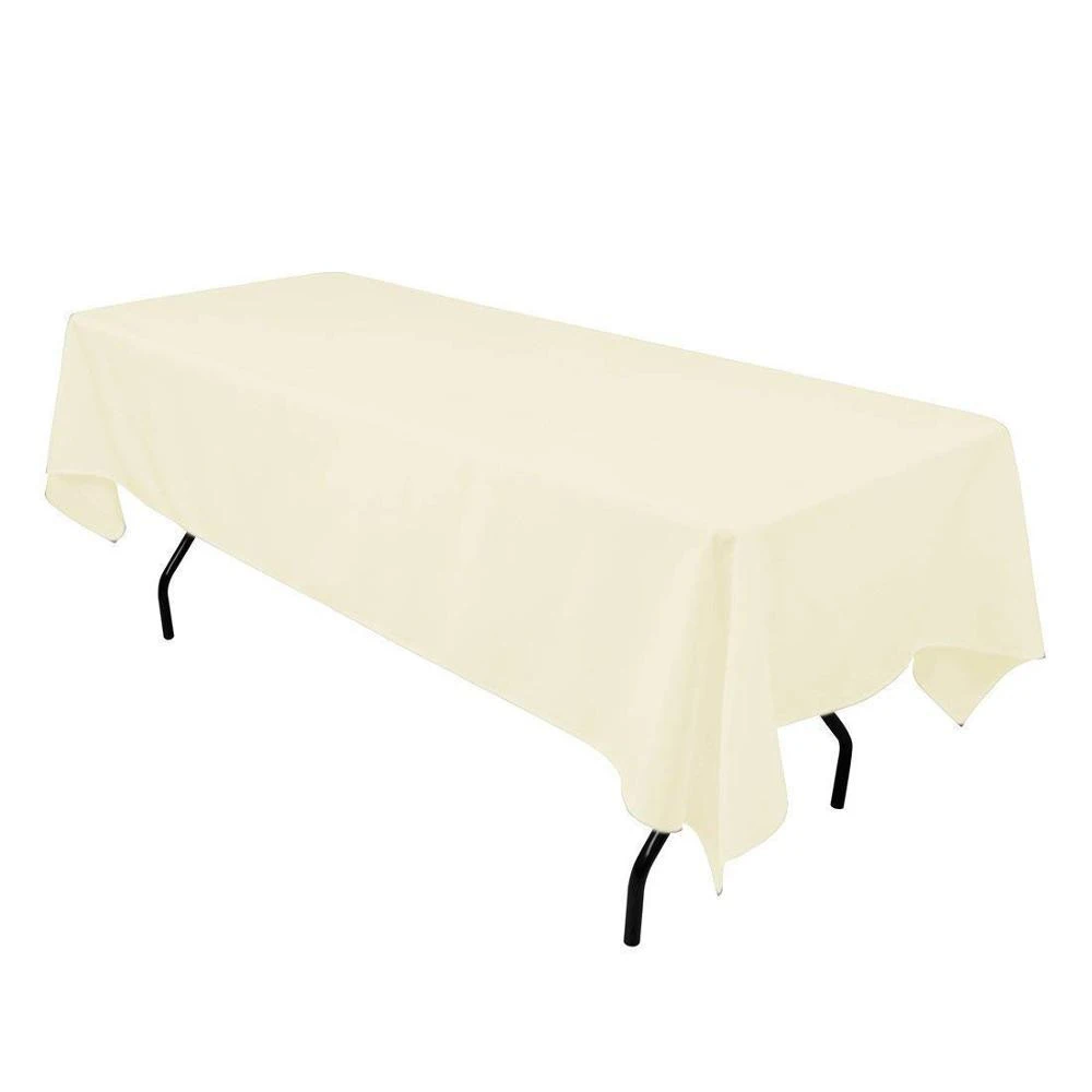 Rectangle Tablecloth - 60 x 120&quot; Inch - White Rectangular Table Cloth for 8 Foot Table in Washable Polyester White Tablecloth