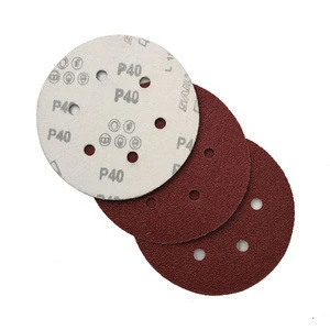 red color hook and loop backing abrasive 6holes sanding disc