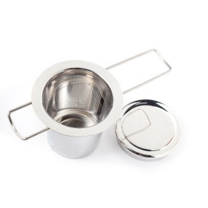 Reusable Stainless Steel Tea Infuser Basket Fine Mesh Tea Strainer With Folding Handle Lid Tea /Coffee Filters For Loose Leaf