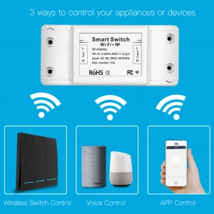 RF433 Receiver Wifi Wireless RF Remote Control Smart Push Button Switch,Smart Life/Tuya APP,Works with Alexa Google Home.