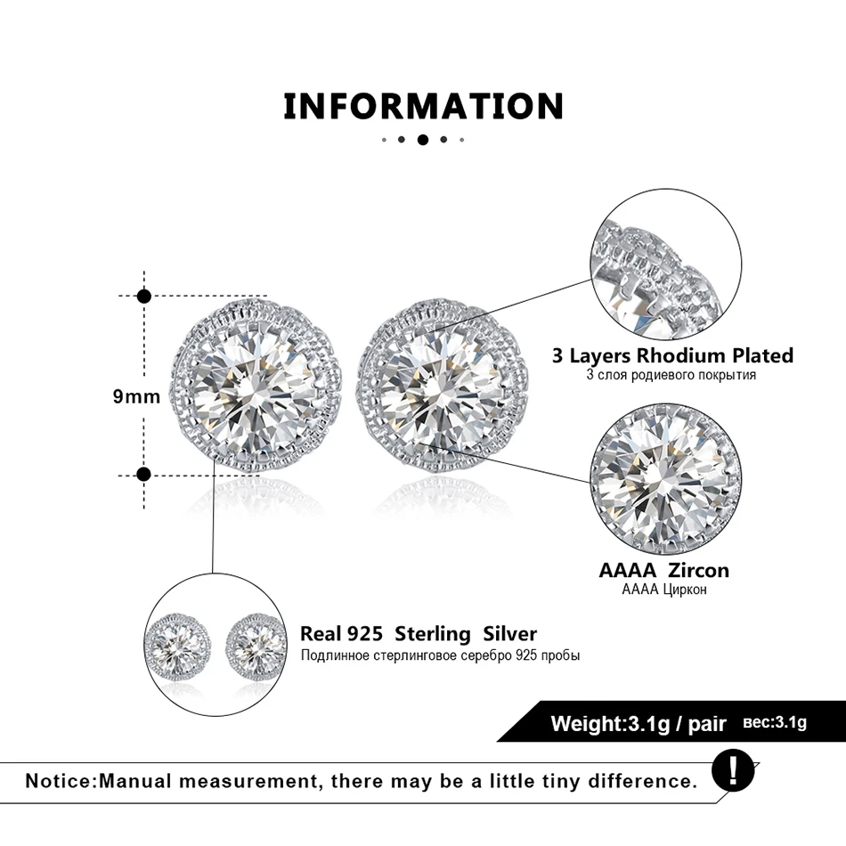 RINNTIN SE231 Fashion 2020 Korean Jewelry 925 Sterling Silver Shiny Cubic Zircon  Stud Earing