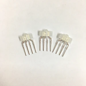 RoHS certification Through Hole common anode with flange 4Pin 110deg 3mm RGB LED in diffused milky Lens for Mechanical Keyboard