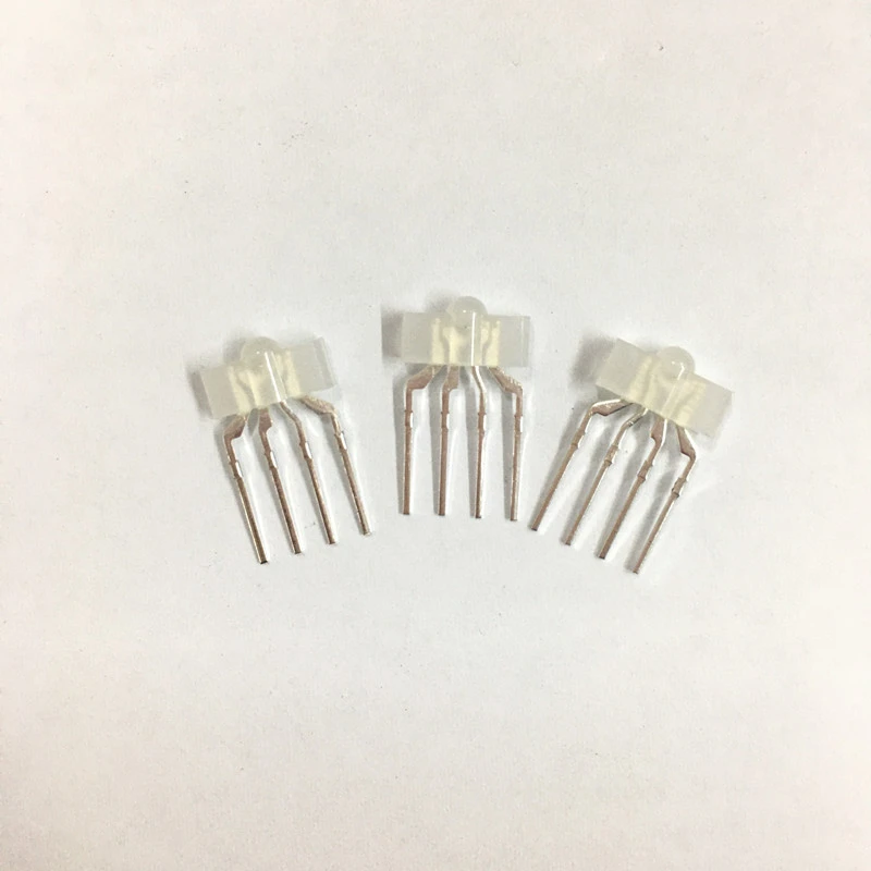 RoHS certification Through Hole common anode with flange 4Pin 110deg 3mm RGB LED in diffused milky Lens for Mechanical Keyboard