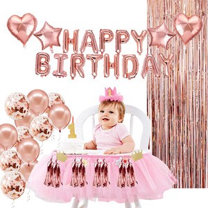 Rose Gold Balloons Party Decorations Supplies Set 29 Pack Include Happy Birthday Banner Rose Gold Party Decoration
