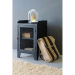 ROXX IRON BEDSIDE TABLE INDUSTRIAL NIGHTSTAND STORAGE CABINET WITH SHELF