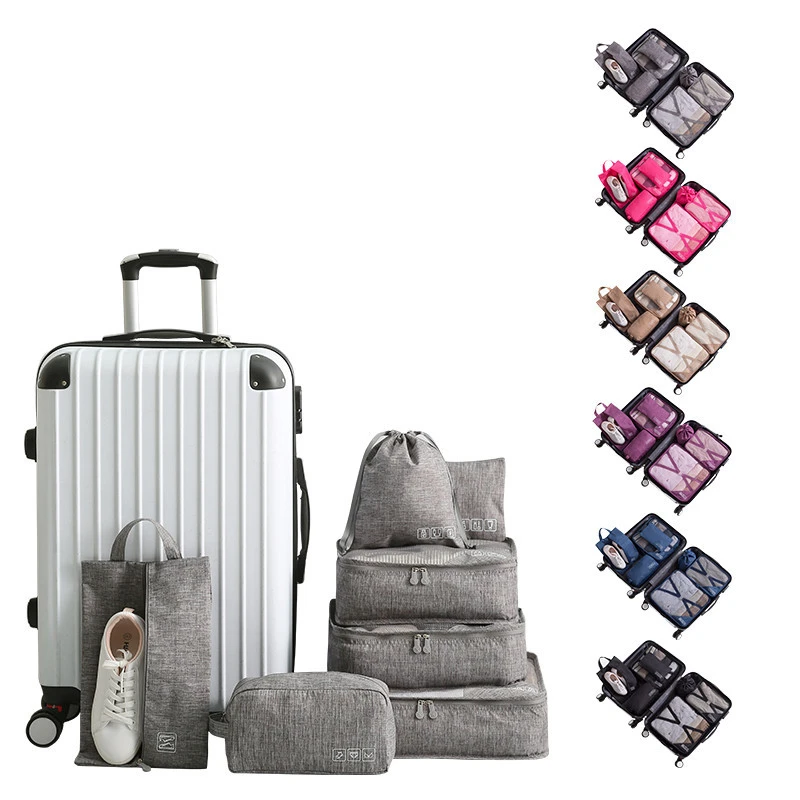 Royalunion Customized Logo 7pcs Packing Cube Storage Bags Travel Luggage Organizer Set