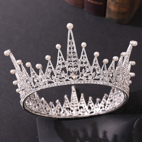 RS275  Wholesale Gold and Silver Full Round Crowns Rhinestone Tiara Wedding Headpiece Bridal and Goddess Crowns