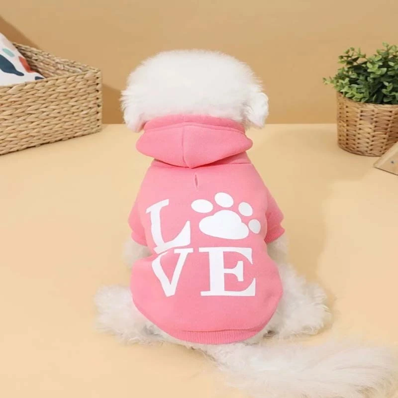 Saiji fashion teddy puppy coat cute LOVE printing pattern sweater pink summer hoodie pet apparel accessoties and dog clothes